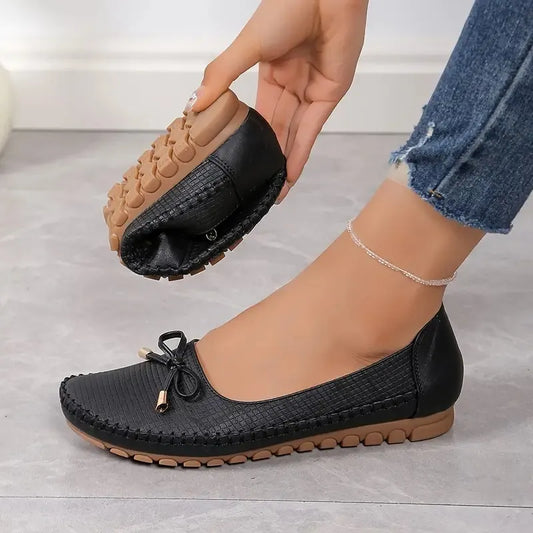 Women's Soft Sole Bow Flat Loafers