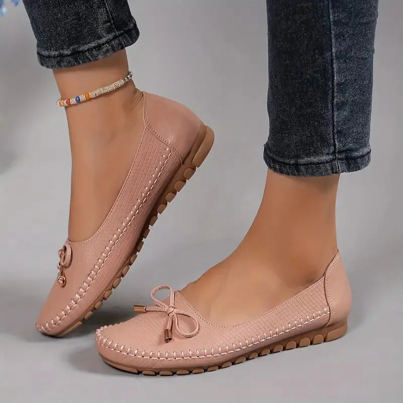 Women's Soft Sole Bow Flat Loafers